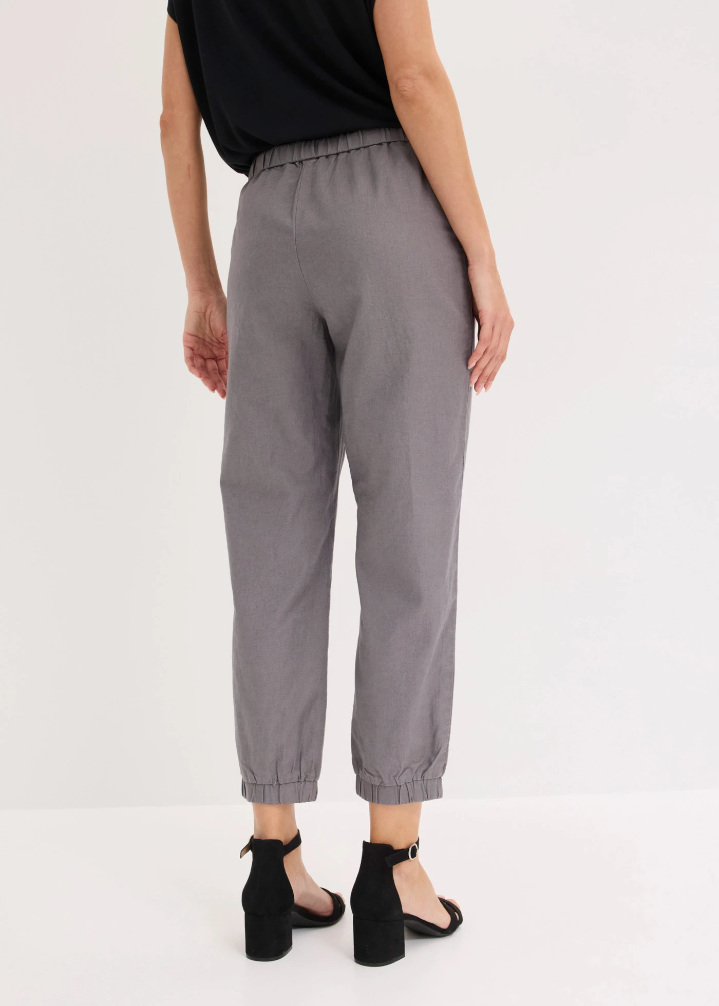 Pantalon 7/8 léger en lin et coton • gris/argenté • Boutique bonprix