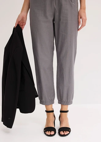 Pantalon 7/8 léger en lin et coton • gris/argenté • Boutique bonprix