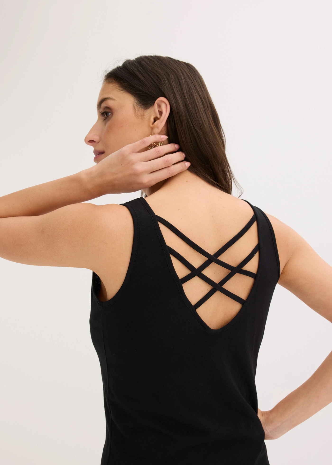 Jersey top met rugdetail • zwart • bonprix online shop