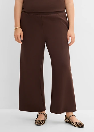 Pantalon large en tissu piqué, Couleur: marron foncé