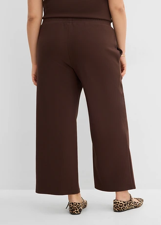 Pantalon large en tissu piqué, Couleur: marron foncé