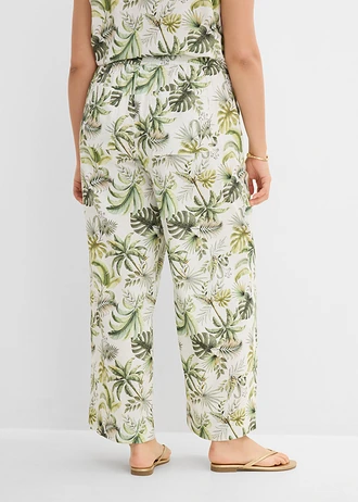 Pantalon imprimé, Couleur: blanc/vert imprimé