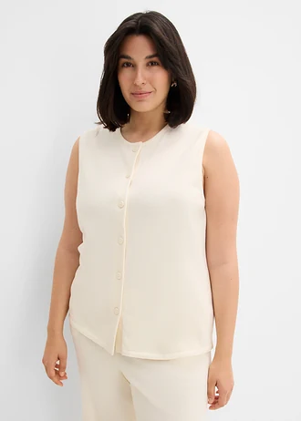 Gilet sans manches en maille estivale, Couleur: blanc nacré