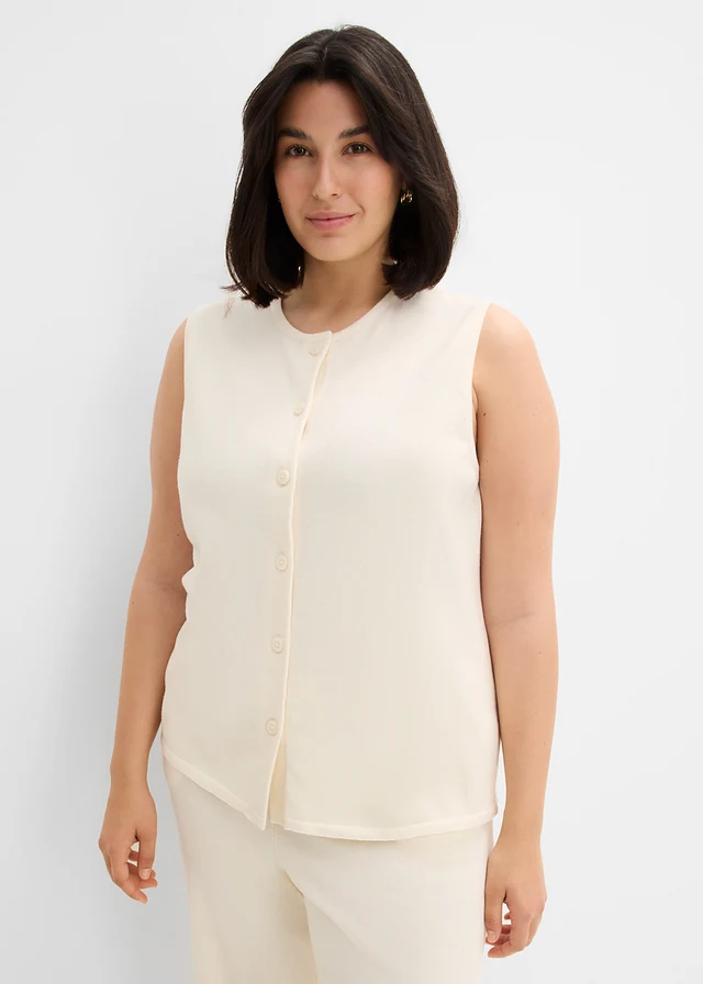 Gilet sans manches en maille estivale, Couleur: blanc nacré