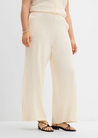 Zomerse culotte van knitware, Kleur: parelwit