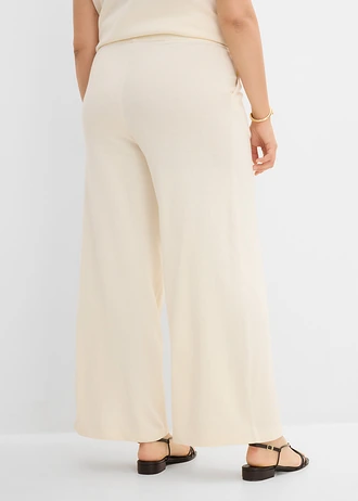 Zomerse culotte van knitware, Kleur: parelwit
