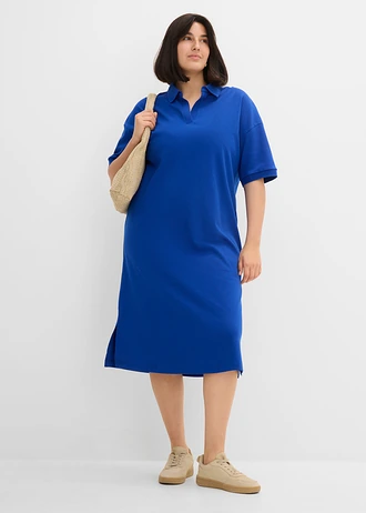 Polo midi jurk van puur biologisch katoen, Kleur: kobaltblauw