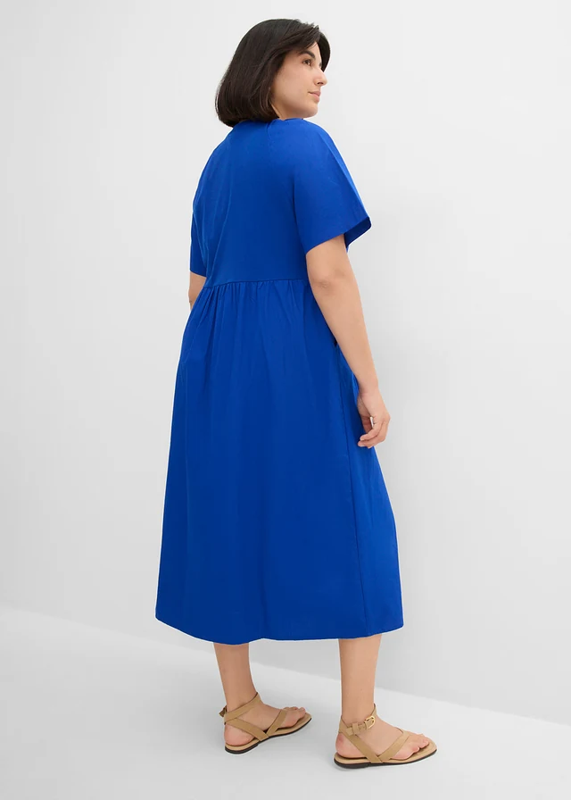 Robe midi 100% coton, Couleur: bleu cobalt