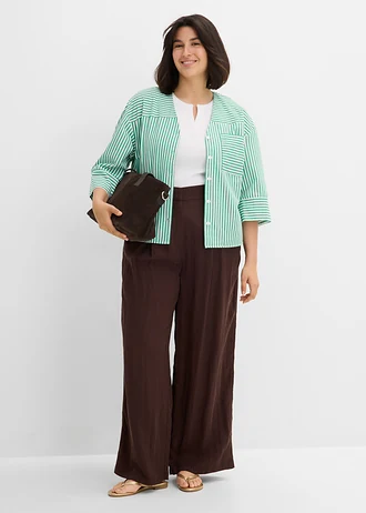 Pantalon estival à pinces, Couleur: marron foncé