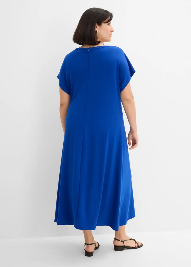 Midi jurk van een zachte viscosemix, Kleur: kobaltblauw