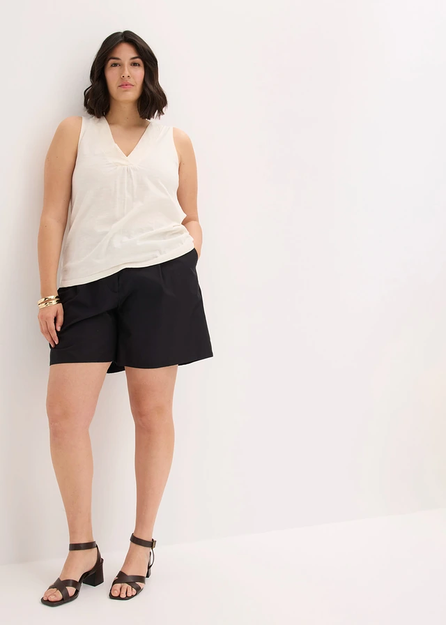 Top en coton brodé, Couleur: blanc nacré