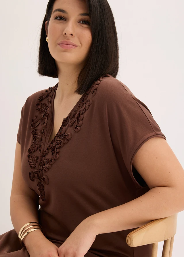 Tunikové šaty s výšivkou • hnedá plus size • obchod bonprix