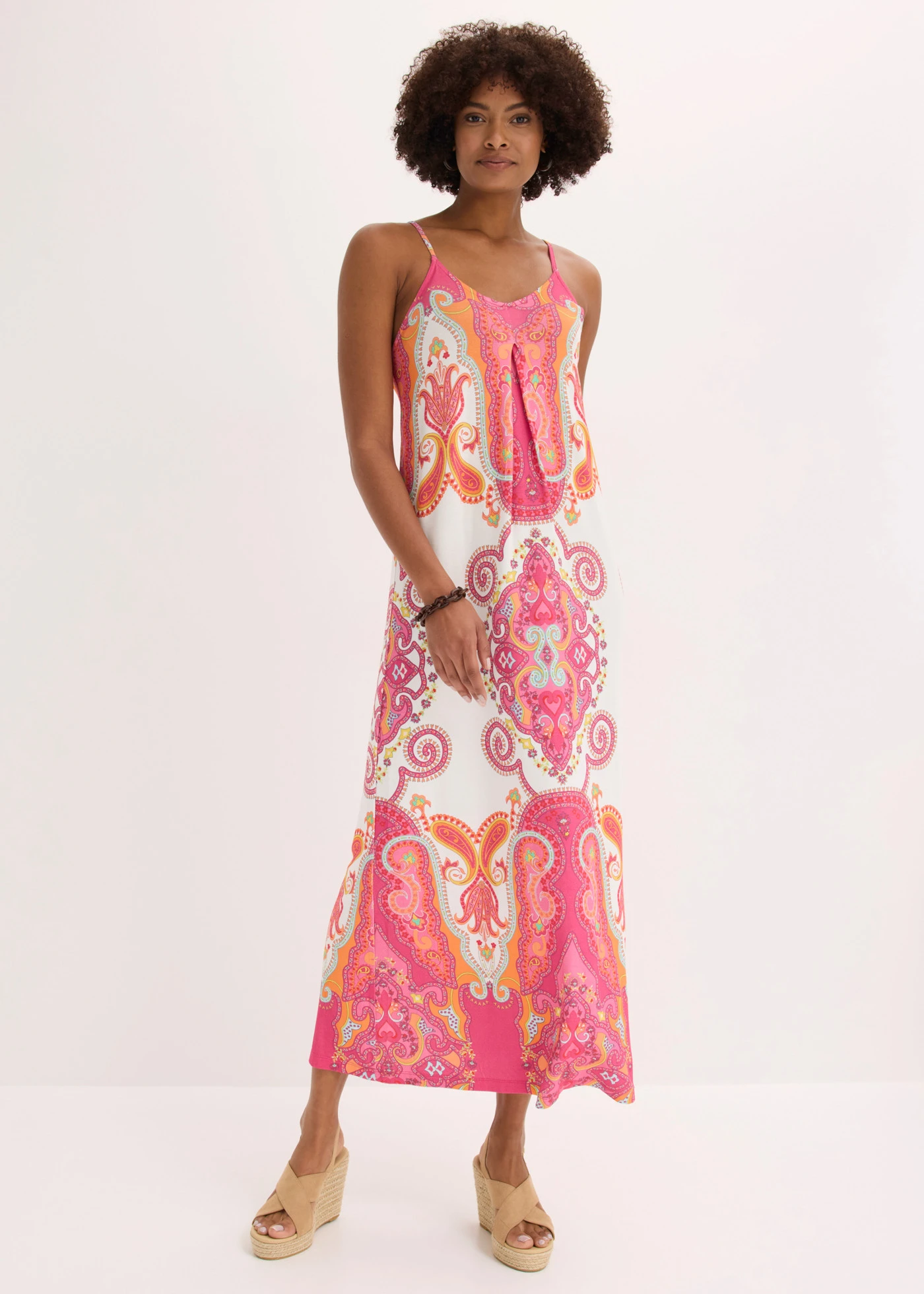 Maxi ruha puha viszkóz keverékből • krém-pinklady Paisley • bonprix áruház