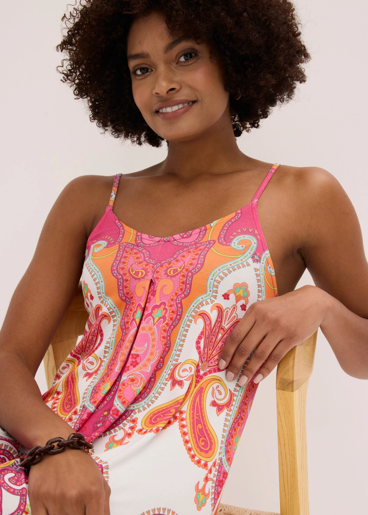 Maxi ruha puha viszkóz keverékből • krém-pinklady Paisley • bonprix áruház