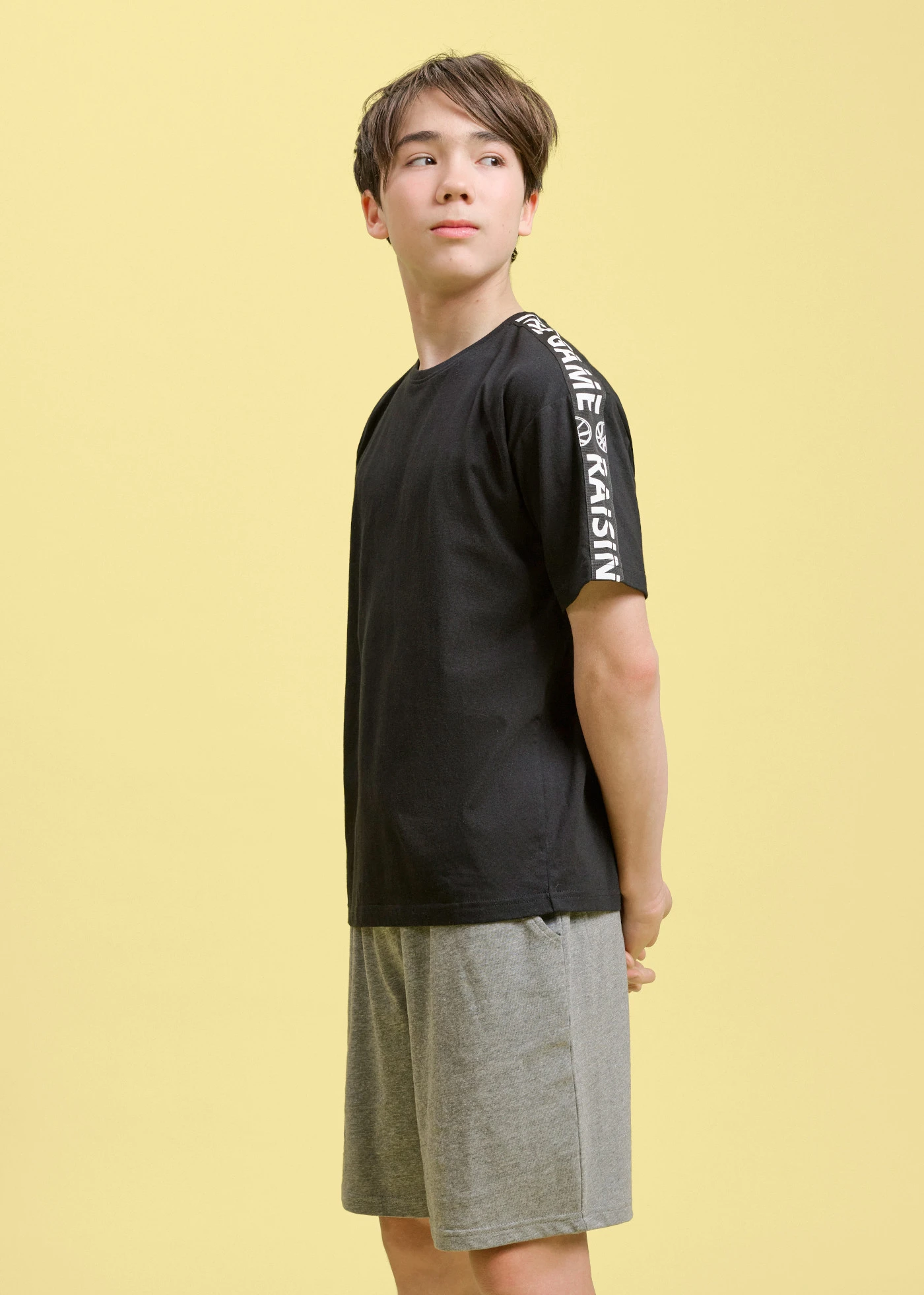 Lot de 2 T-shirts 100% coton • noir + bleu lagon imprimé • product-page.page-title-suffix