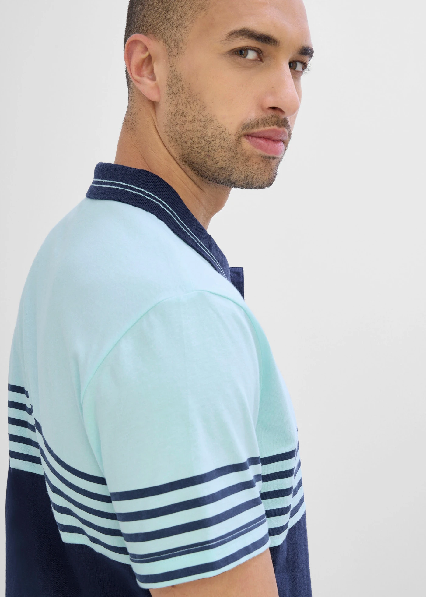 Jersey poloshirt van puur biologisch katoen • donkerblauw-polarmint • product-page.page-title-suffix