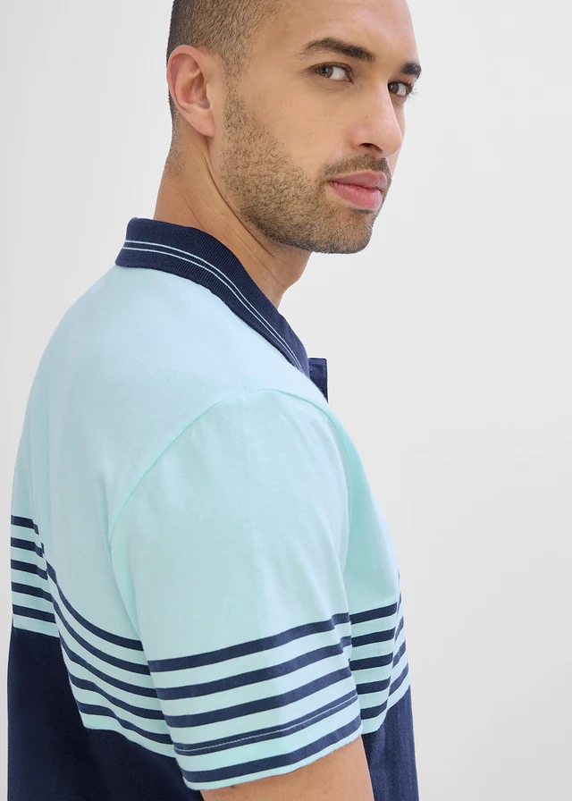 Jersey poloshirt van puur biologisch katoen • donkerblauw-polarmint • product-page.page-title-suffix