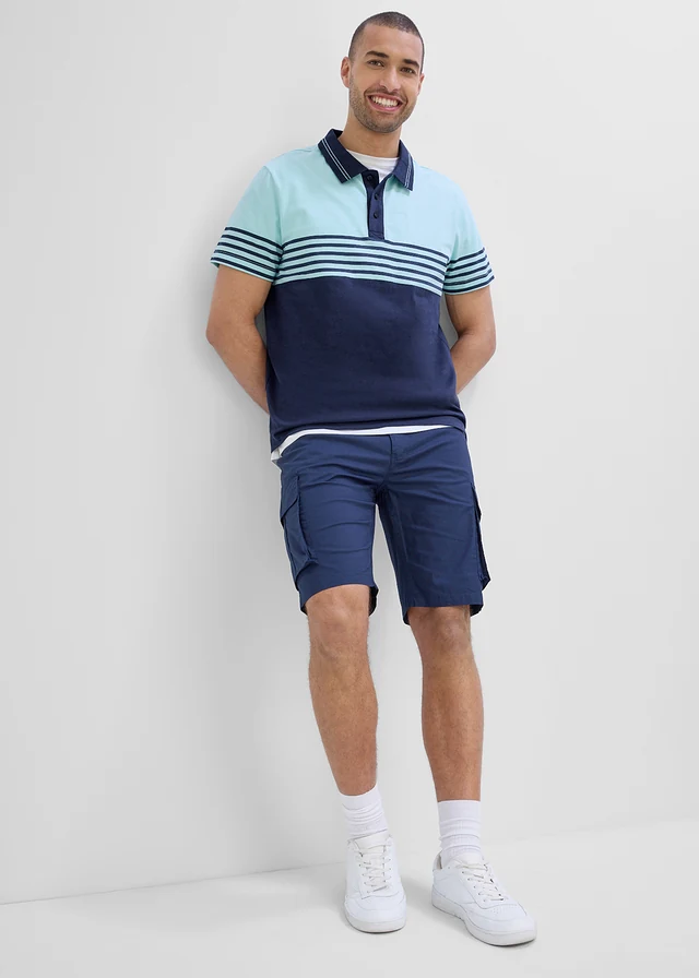 Jersey poloshirt van puur biologisch katoen • donkerblauw-polarmint • product-page.page-title-suffix