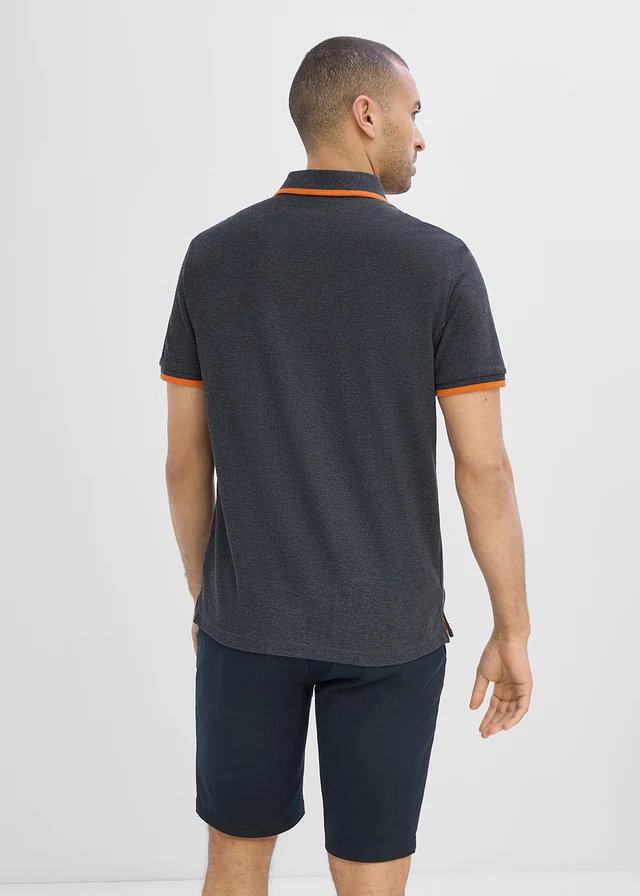 Bluză polo cu bumbac organic piqué • negru melanj • magazin bonprix