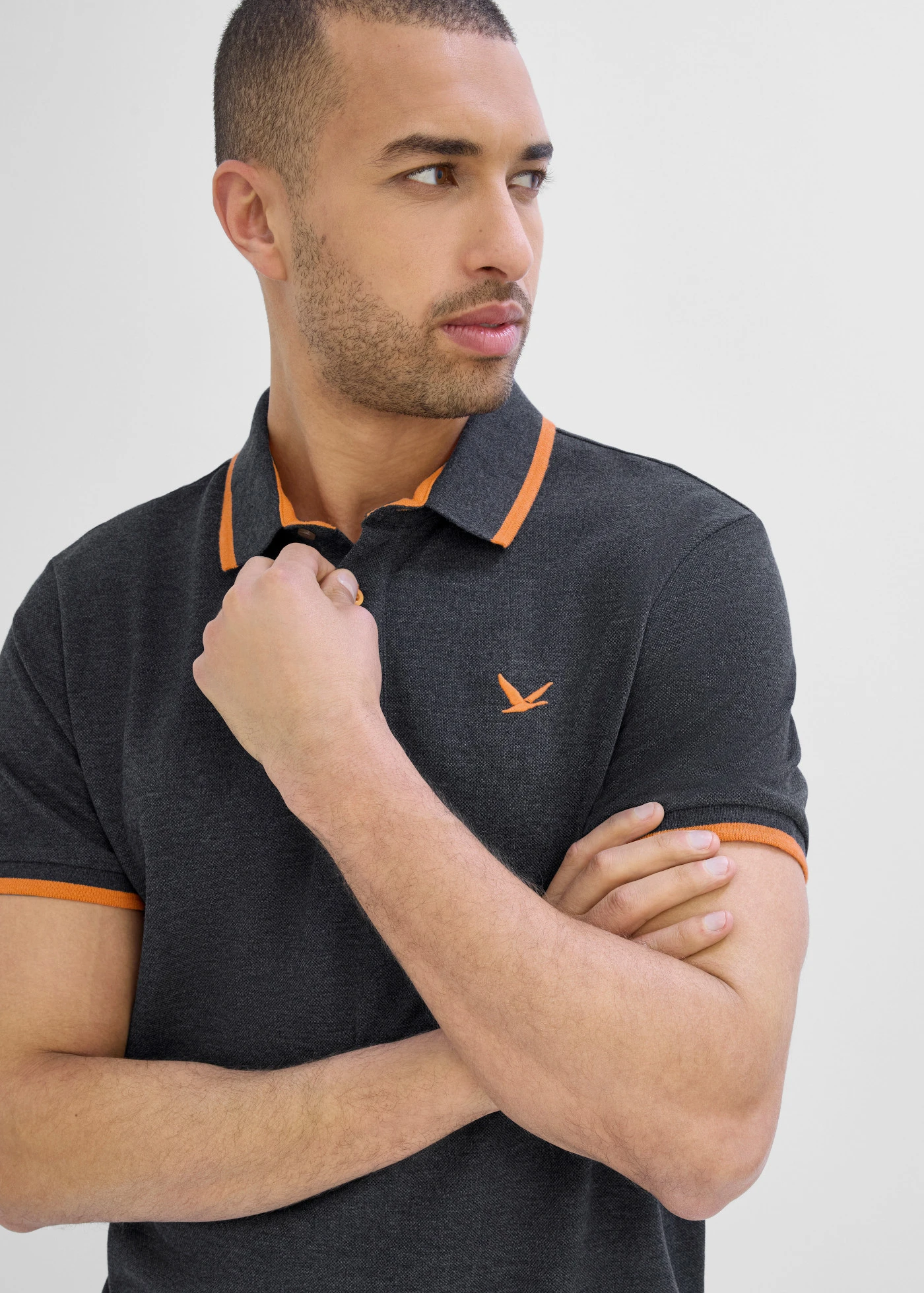 Koszulka polo z piki z czystej bawełny organicznej • czarny melanż • sklep bonprix