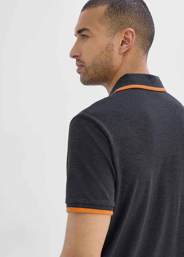 Piqué poloshirt met biologisch katoen • zwart gemêleerd • product-page.page-title-suffix