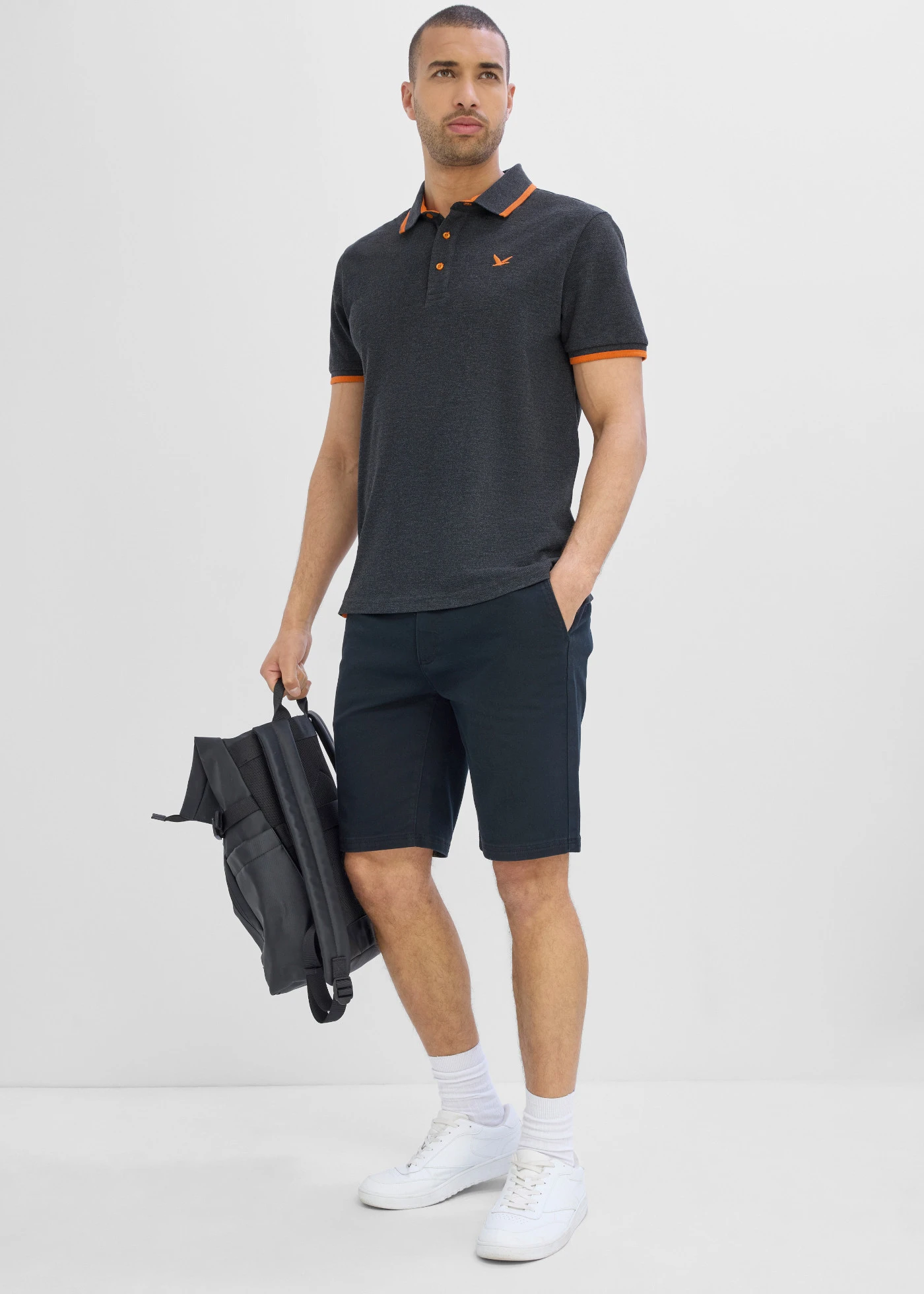 Polo en piqué 100% coton • noir chiné • product-page.page-title-suffix