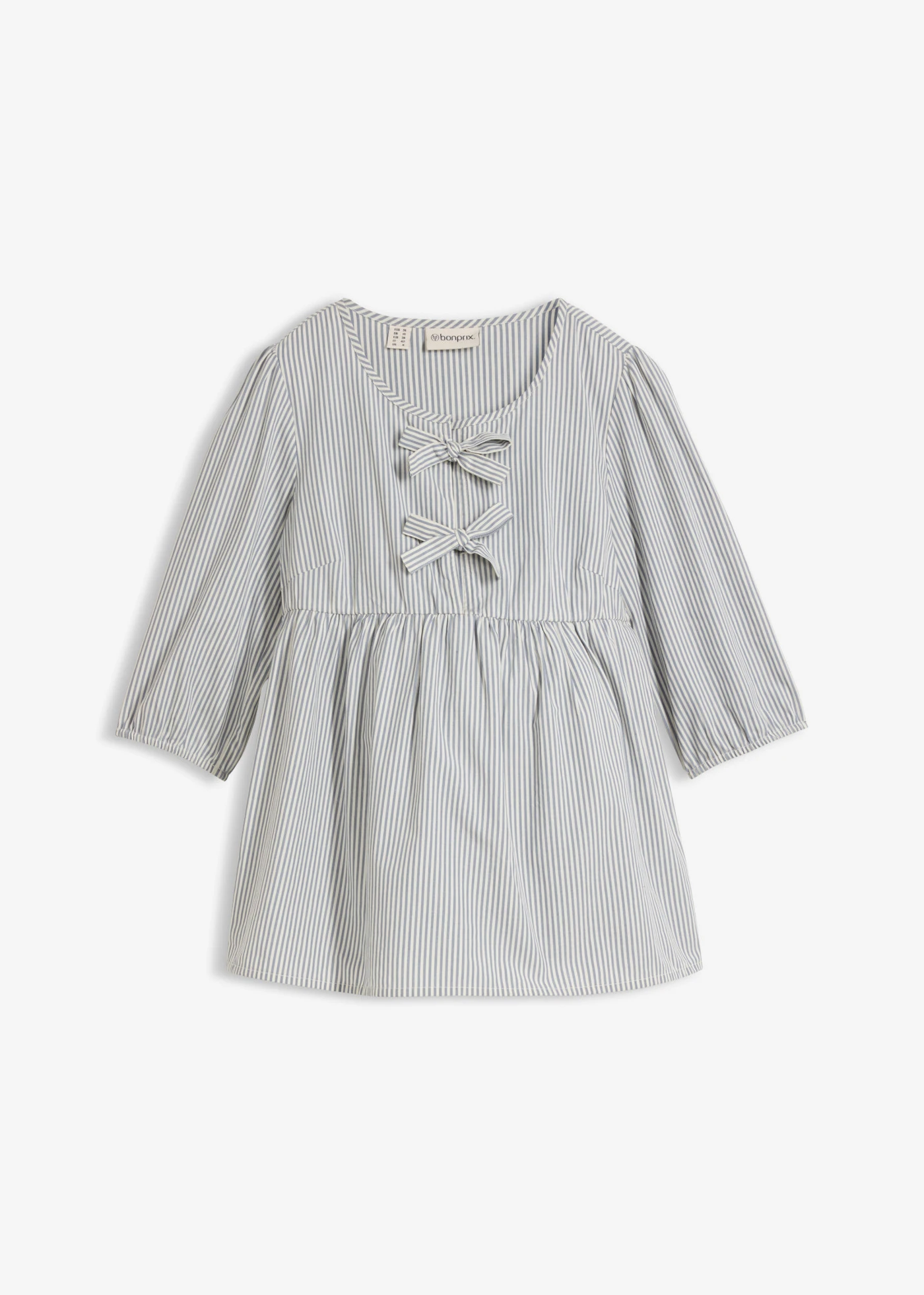 Blouse de grossesse en léger voile de coton • écru-bleu fumé rayé • Boutique bonprix