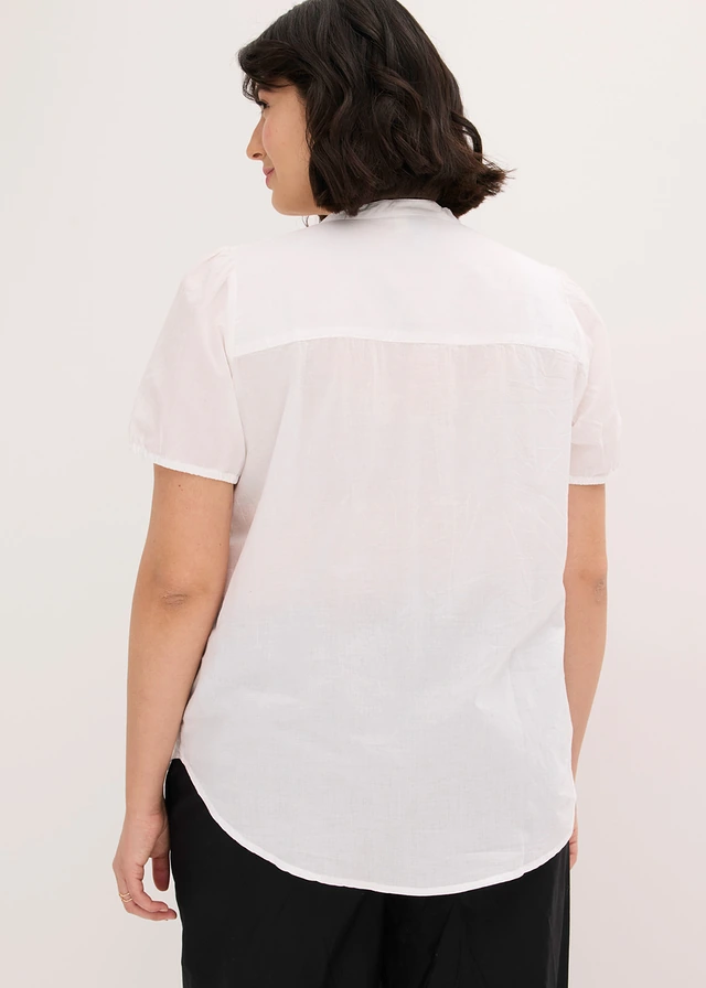Blouse met broderie anglaise, Kleur: wit