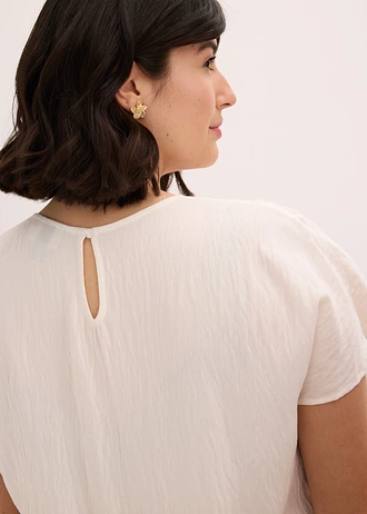 Blúz virágmintás hímzéssel • gyöngyfehér plus size • bonprix áruház
