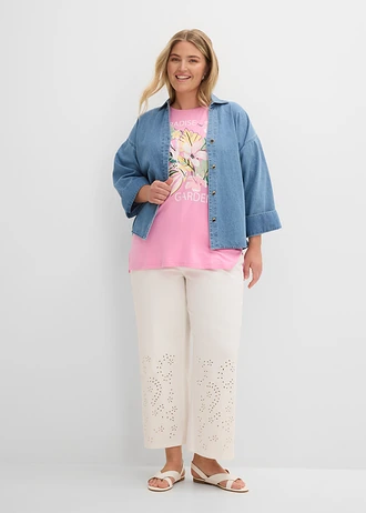 T-shirt boxy doux, Couleur: rose imprimé