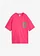 T-shirt oversize z czystej bawełny organicznej, kolor: różowy pinklady-zielony opal z nadrukiem