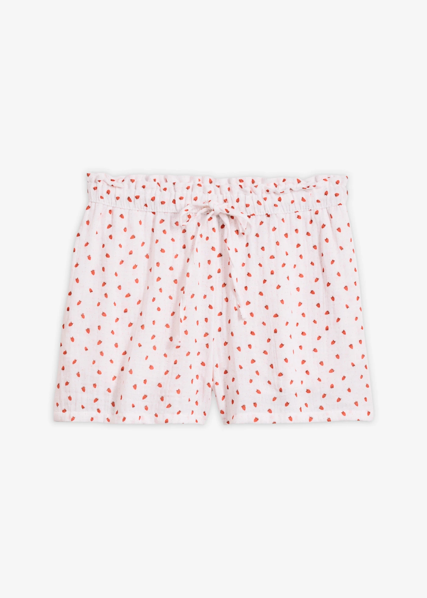 Pantaloni scurți din muselină vaporoasă • alb-roșu cu imprimeu • magazin bonprix