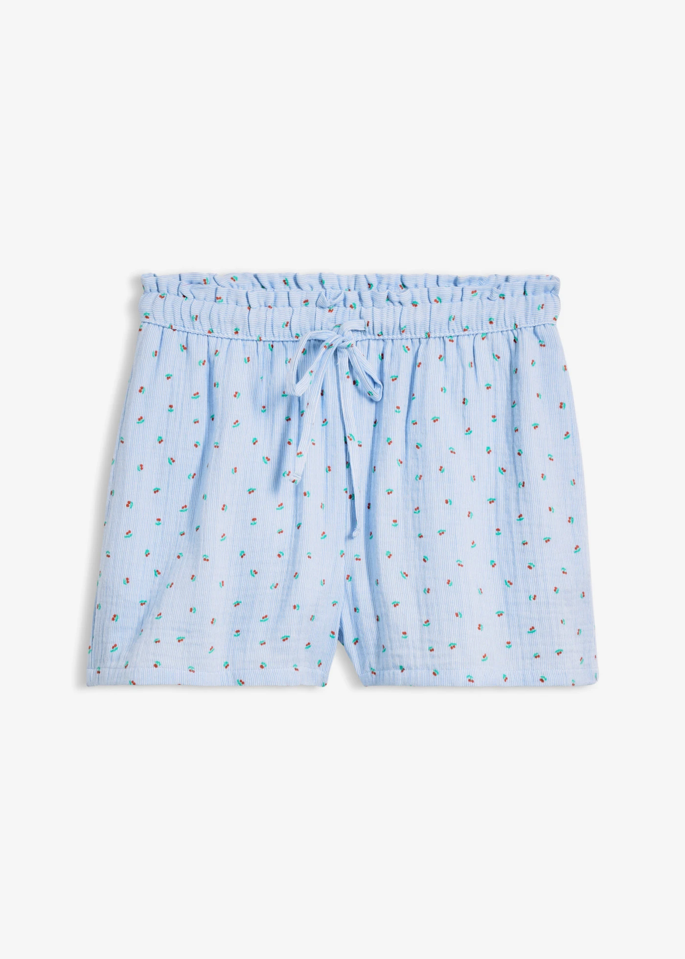 Short en gaze de coton légère, taille élastiquée • bleu moyen-rouge imprimé • product-page.page-title-suffix