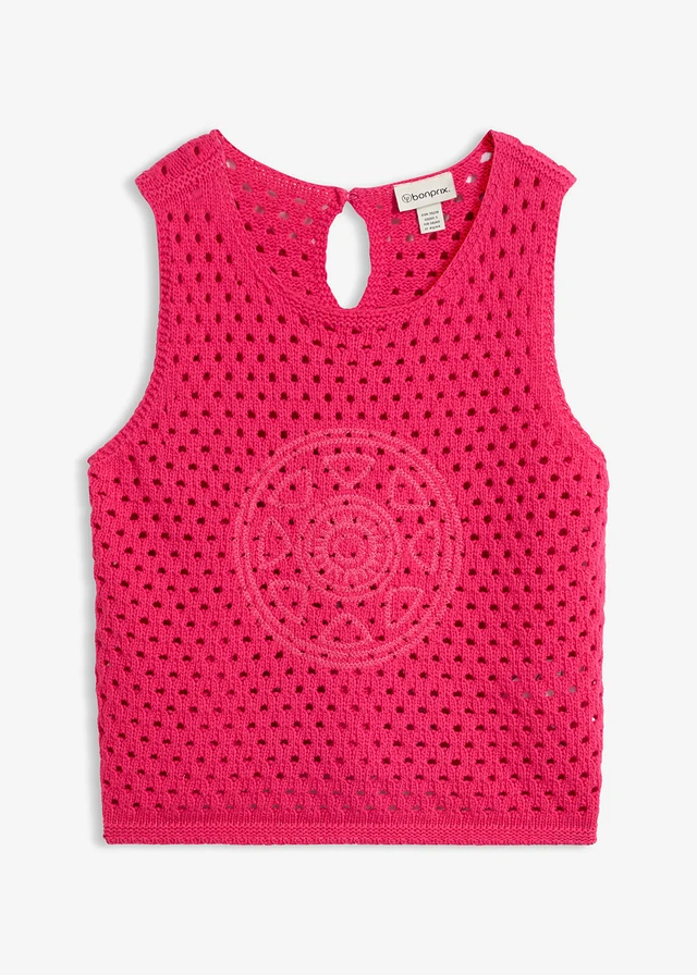 Top en crochet 100% coton, Couleur: fuchsia