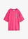 T-shirt oversize 100% coton, Couleur: fuchsia-vert opale imprimé