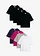 T-shirt (set van 8), Kleur: zwart-wit-lichtgrijs gemêleerd-donkerblauw-fuchsiapink