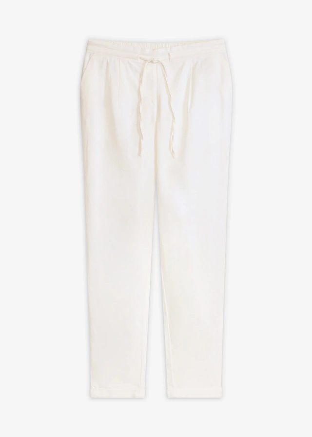 Pantalon en lin mélangé, Couleur: blanc