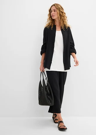 Top lung cu bumbac organic 100% (2 buc/set) • alb/negru • magazin bonprix
