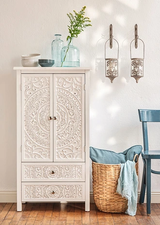 Kaarsenhouder met patina effect (2-dlg. set), Kleur: bruin-wit verwassen