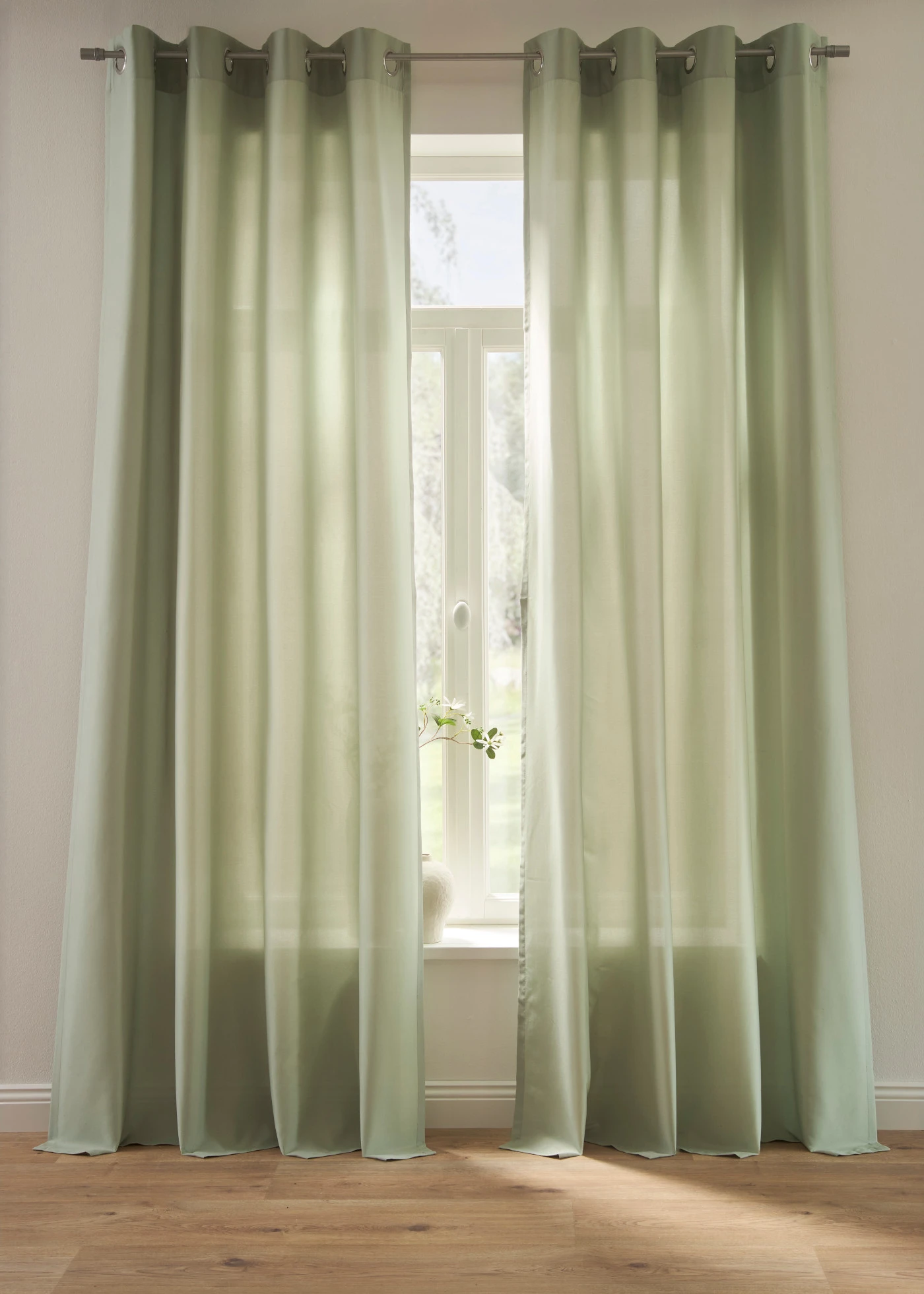 Onderhoudsvriendelijke gordijnen van microvezel (2 stuks) • soft groen • bonprix online shop