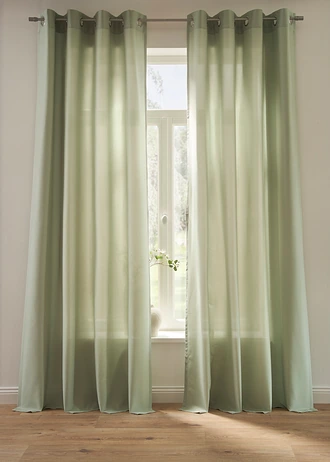Onderhoudsvriendelijke gordijnen van microvezel (2 stuks) • soft groen • bonprix online shop