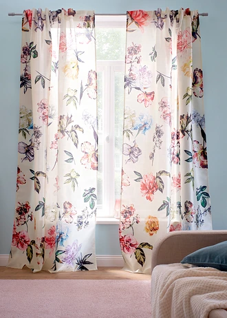 Gordijn met bloemenprint (1 stuk) • beige-terracotta • bonprix online shop