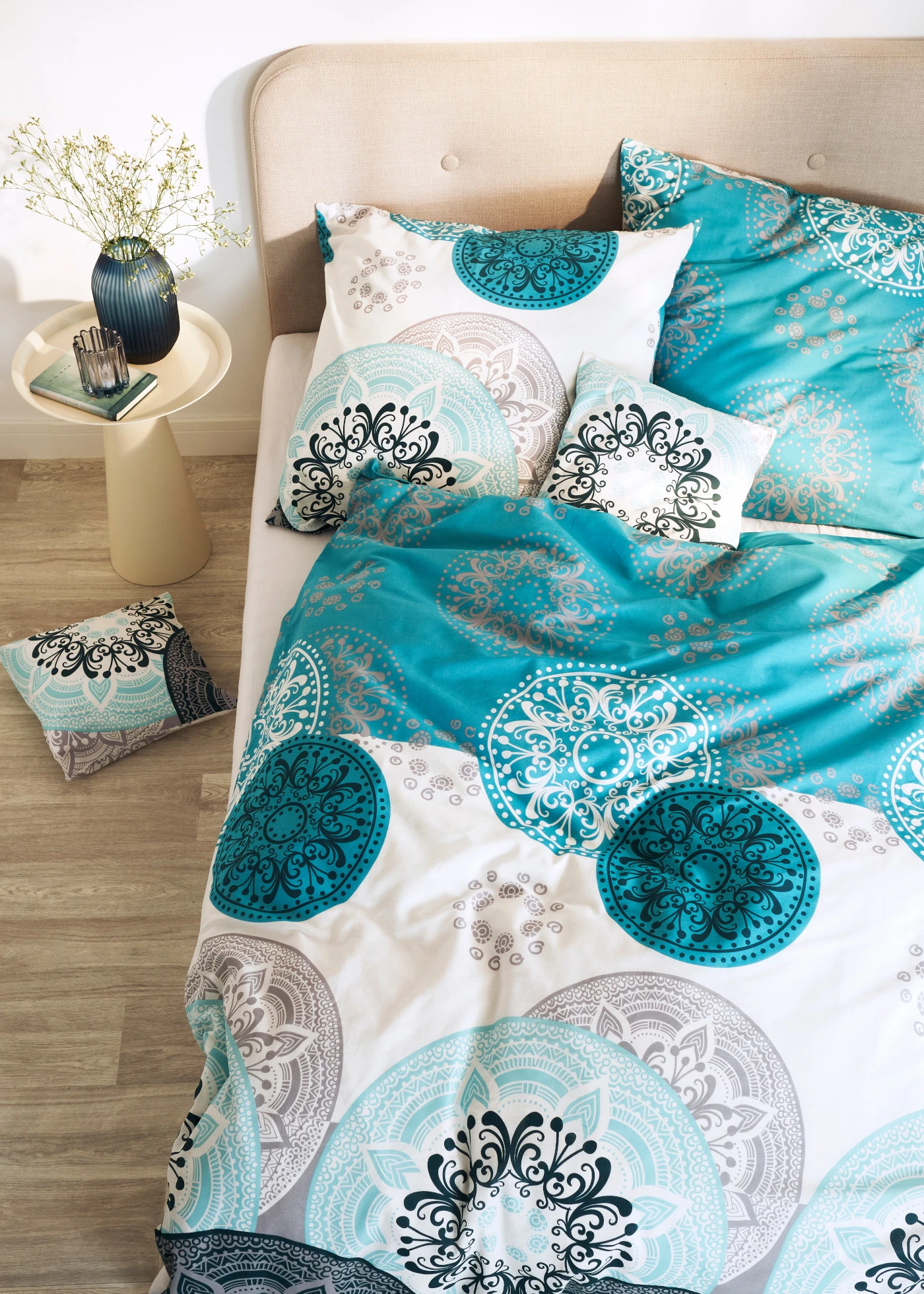 Linon dekbedovertrek • petrol • bonprix online shop