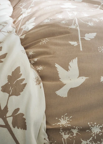 Omkeerbaar linon dekbedovertrek, Kleur: beige-wit