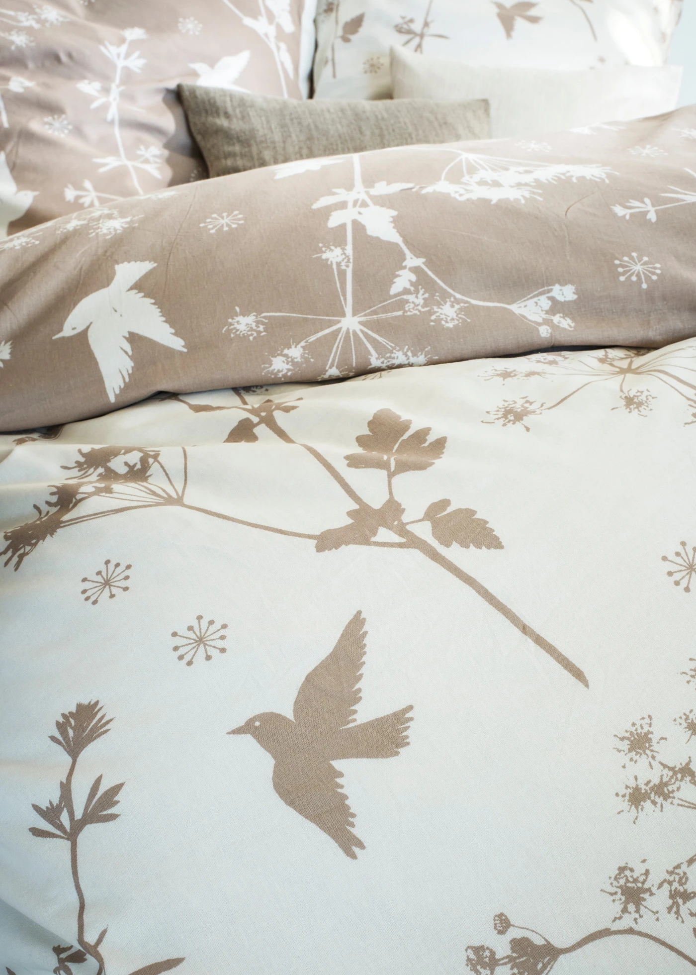 Omkeerbaar linon dekbedovertrek • beige-wit • bonprix online shop