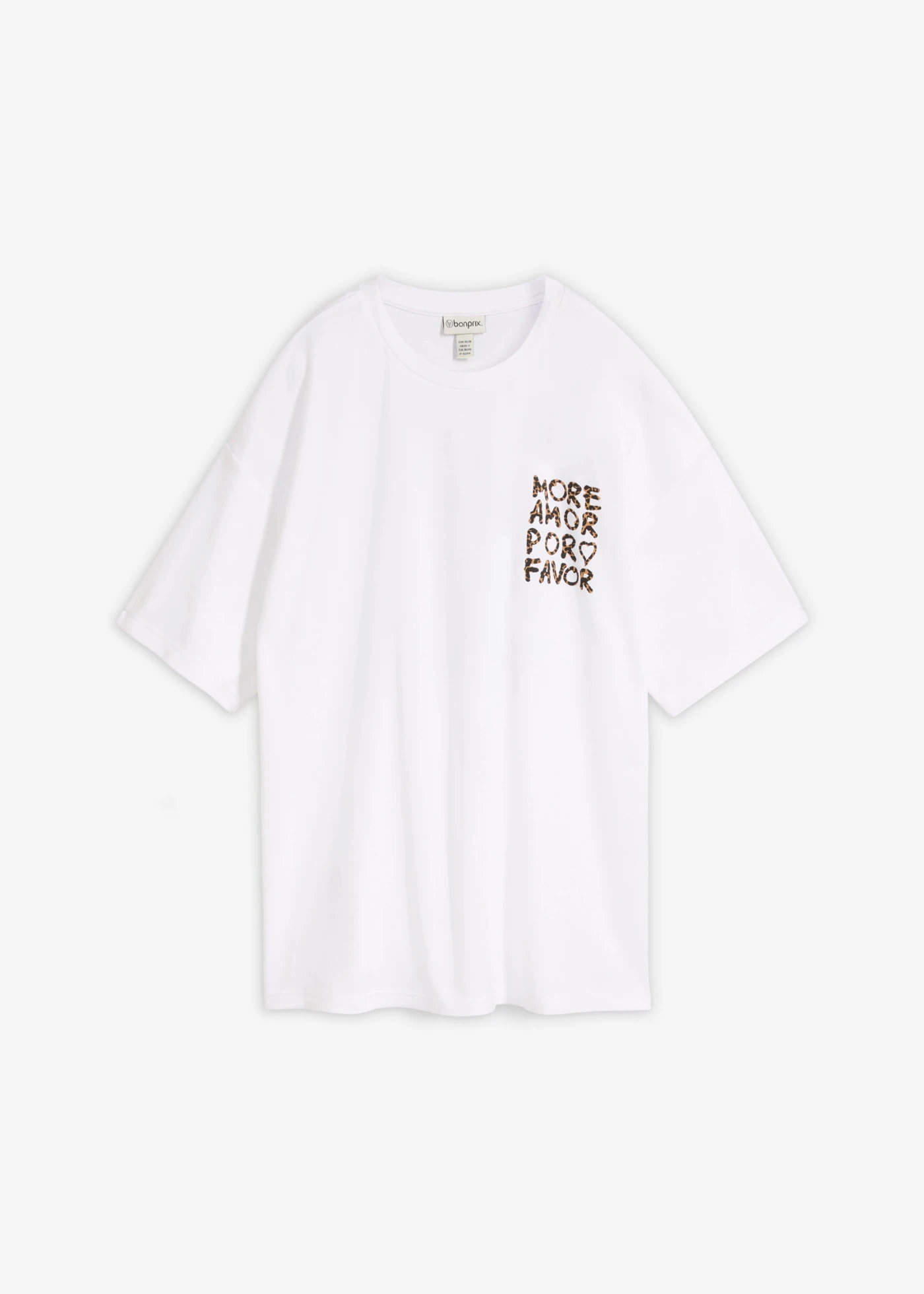 T-shirt oversize z czystej bawełny organicznej • biały w panterkę • sklep bonprix