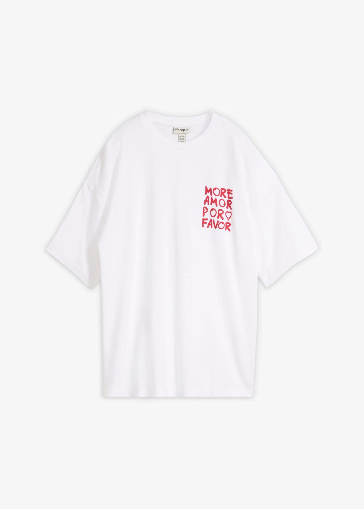 Oversize-tričko z čistej bio bavlny • červená/biela potlačená • obchod bonprix