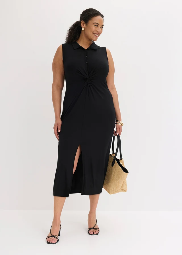 Jersey overhemdjurk van soepele viscose, Kleur: zwart