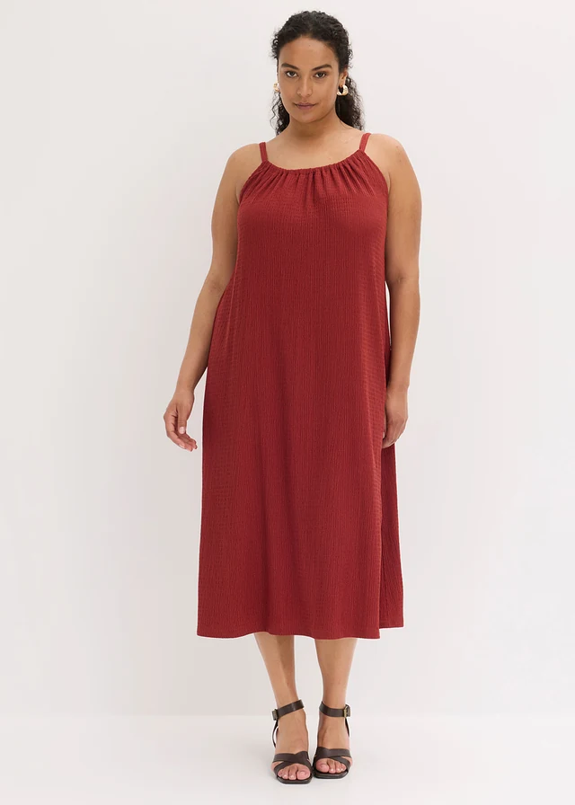 Robe légère à bretelles en crêpe, Couleur: rouge désert