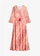 Długa sukienka z lejącej wiskozy, kolor: bordowy-koralowy z nadrukiem